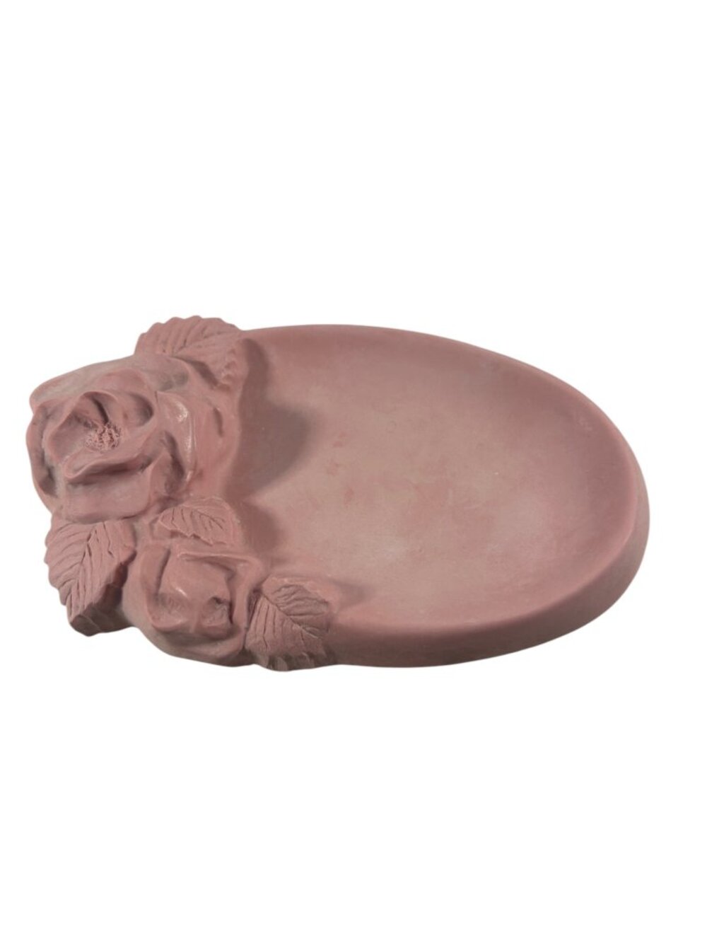 Vintage Dina Soapstone Soap Dish Rose Pink Flower Cottagecore Bathroom Decor
